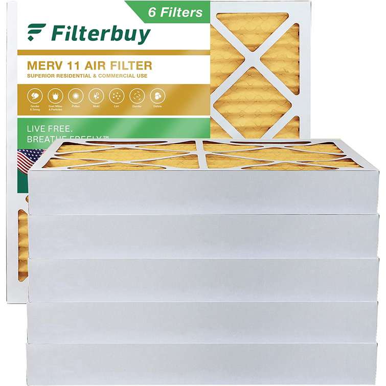 Filterbuy 24 x 24 x 4 Air Filter MERV 11, Pleated HVAC AC Furnace